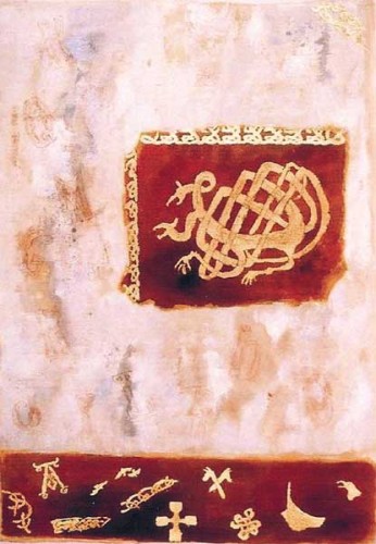 Fotograf: Preben Mohr Ernst
Værk  titel: Celtic 
Værk  type: Maleri 
Materiale: Blandform på papir 
Størrelse: 65 x 44 cm 
Færdiggjort: 2001 