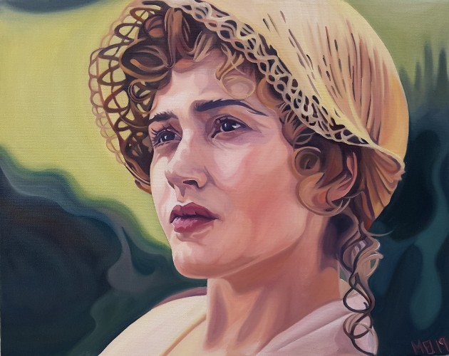Portræt af Kate Winslet som Marianne i filmatiseringen af "Sense and sensibility".