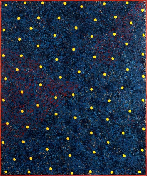 Fotograf: Steen Tronsgård Fotografi
Værk  titel: Yellow spots 
Værk  type: Maleri 
Materiale: Acryl på lærred med sandpletter 
Størrelse: 110 x 100 cm 
Færdiggjort: 1996 