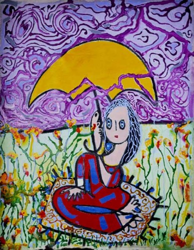 Fotograf: Eget foto
Værk  titel: Umbrella girl 
Værk  type: Maleri 
Materiale: Mixmedia på lærred 
Størrelse: 75 x 100 cm 