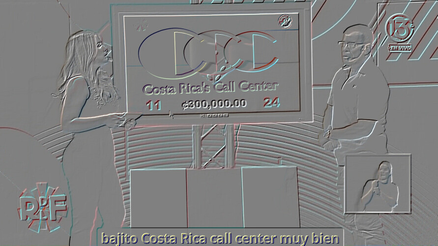 La Rueda de la Fortuna Canal 13. A supervisor at Costa Rica's Call Center wins biga big  3,000,000 c